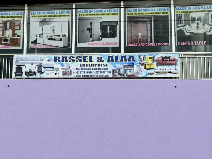 B&A Enterprise showroom at 38A Wilkinson Road, Freetown